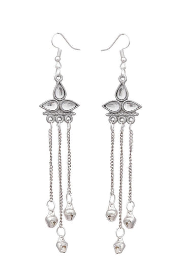Silver Ghungroo German Silver Afghan Earrings